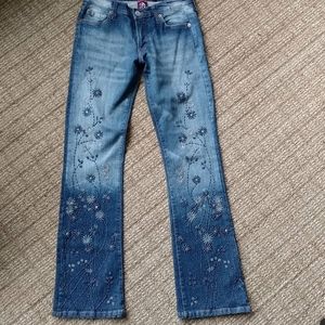 Vtg Embellished Beaded Jeans Flare BOHO HIPPIE